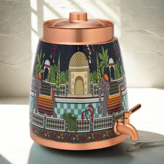 LaCoppera Copper Barni Elle The King 8 Liter Matka | Water Pot | Water Dispenser