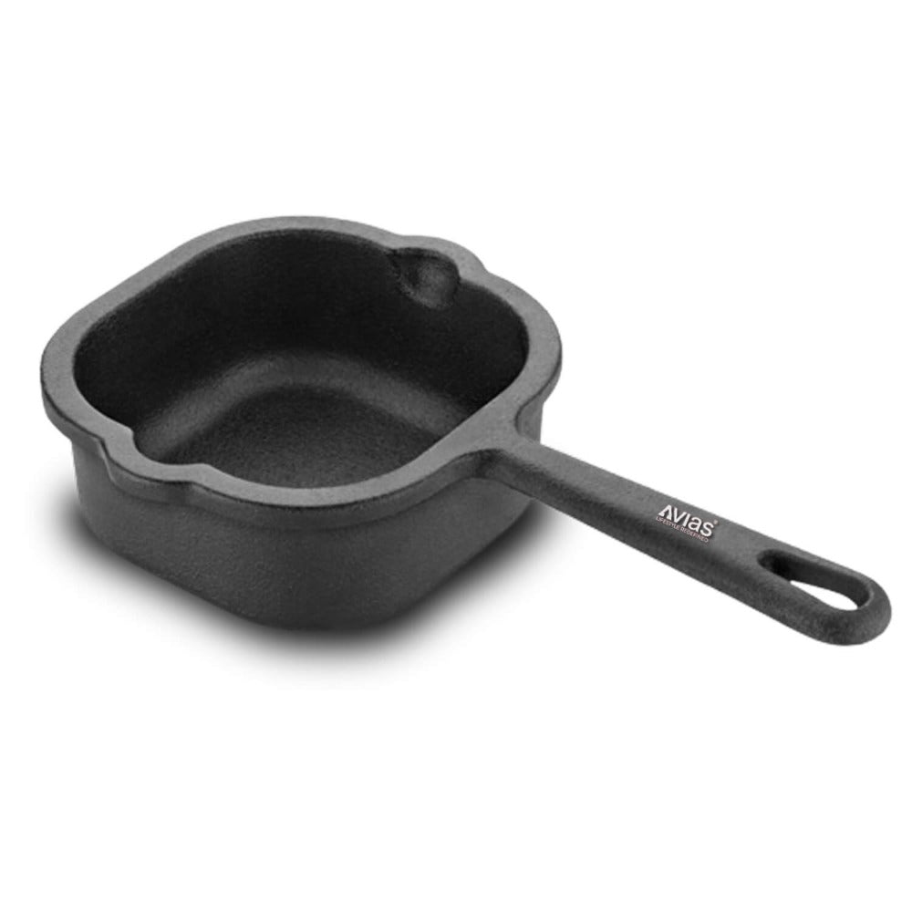 Avias Cast Iron 12 cm Tadka Pan | Gas & Induction Compatible | Black