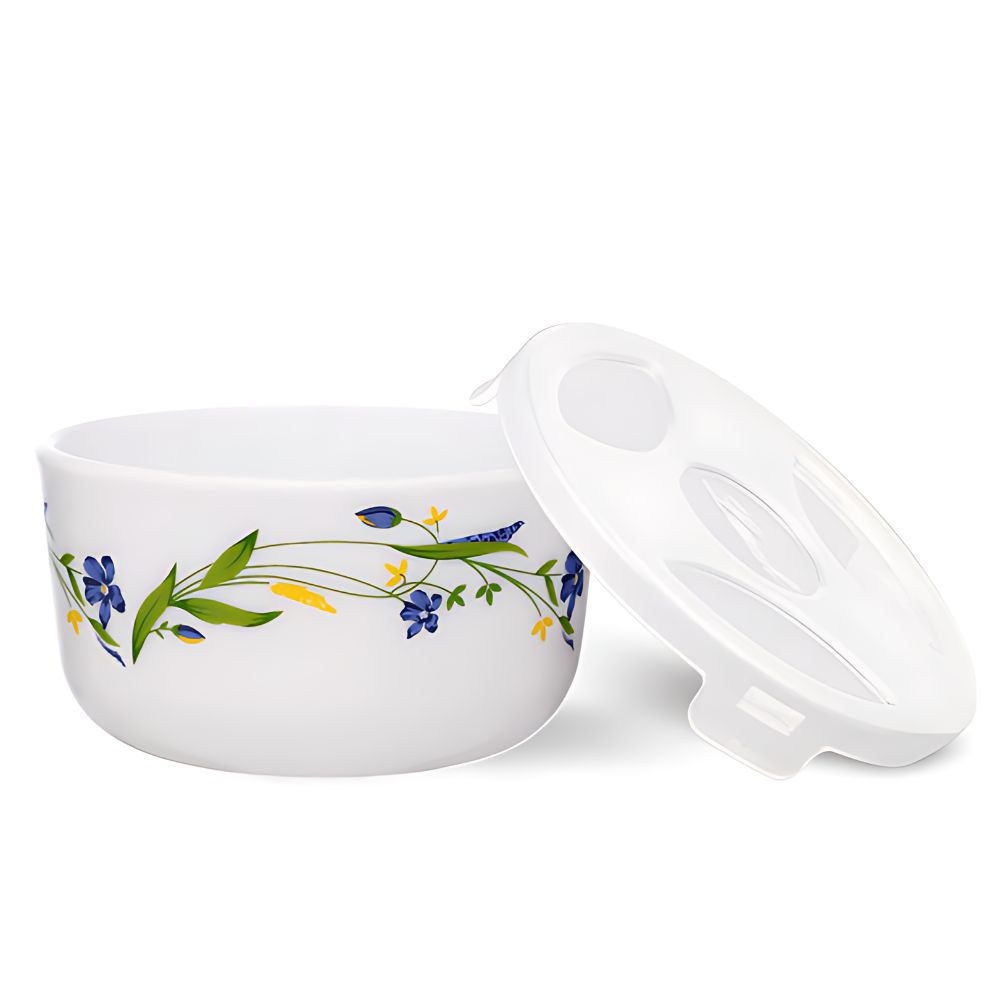 Larah by Borosil Opalware Katori with Lid | 6 Bowls and 6 Lids