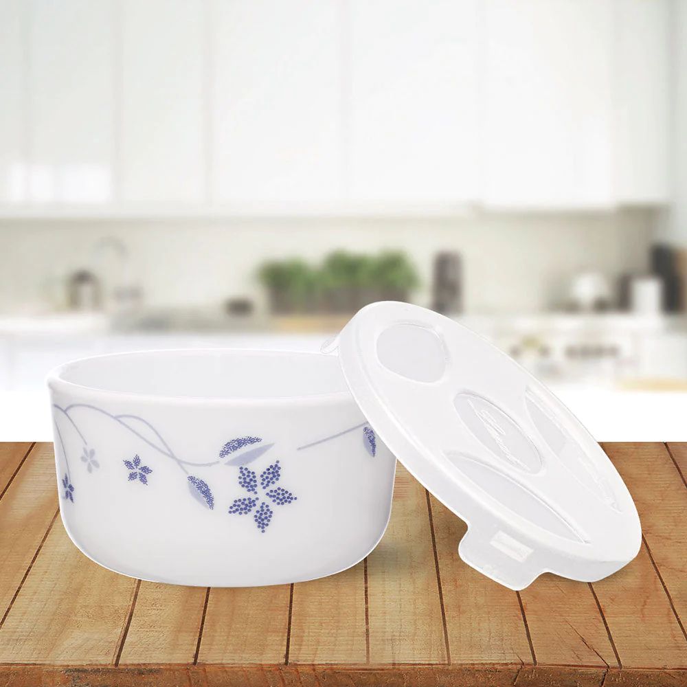 Larah by Borosil Opalware Katori with Lid | 6 Bowls and 6 Lids