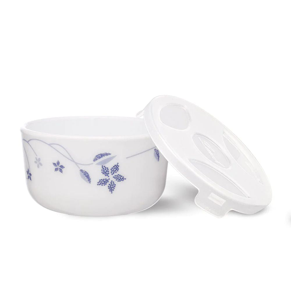 Larah by Borosil Opalware Katori with Lid | 6 Bowls and 6 Lids