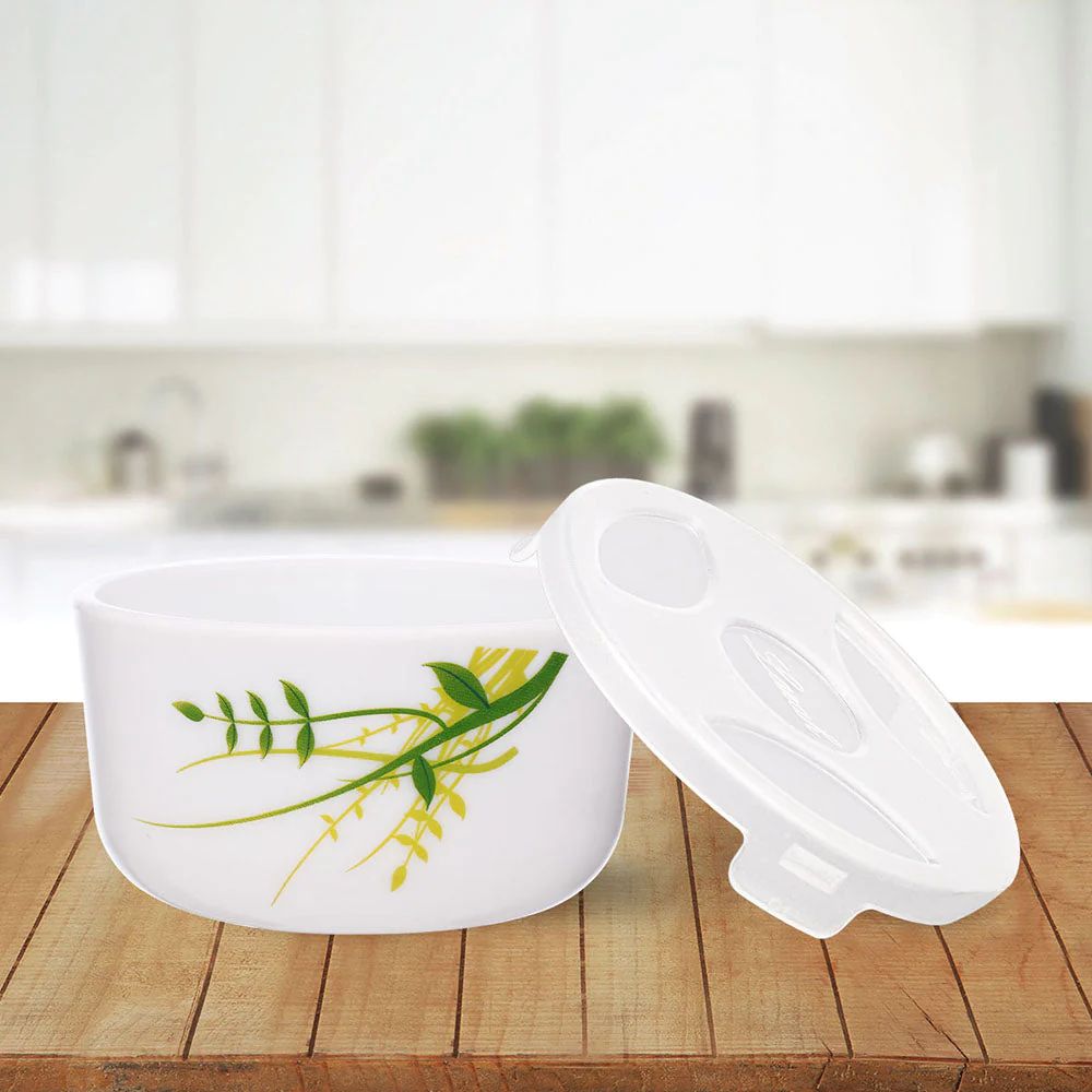 Larah by Borosil Opalware Katori with Lid | 6 Bowls and 6 Lids