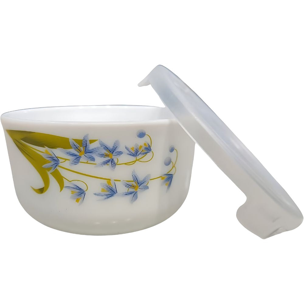 Larah by Borosil Opalware Katori with Lid | 6 Bowls and 6 Lids