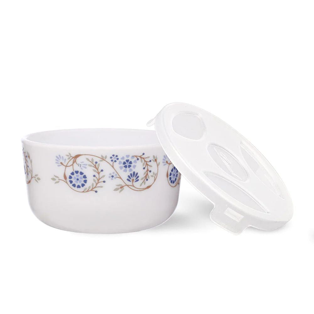 Larah by Borosil Opalware Katori with Lid | 6 Bowls and 6 Lids
