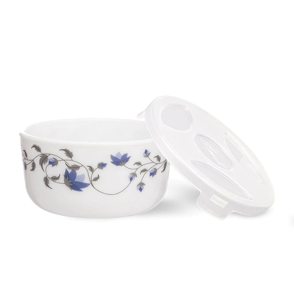 Larah by Borosil Opalware Katori with Lid | 6 Bowls and 6 Lids