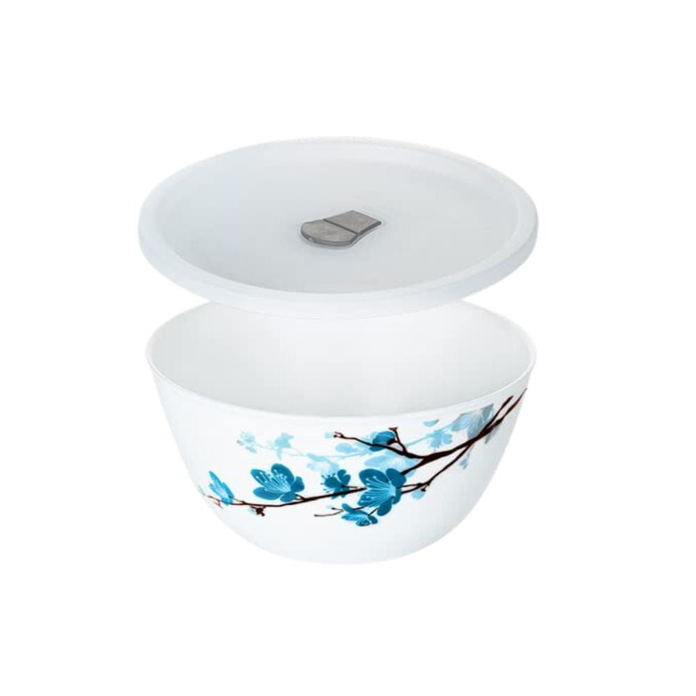 Larah by Borosil Opalware Mimosa 1500 ML Mixing Bowl with Lid | 1 Pc