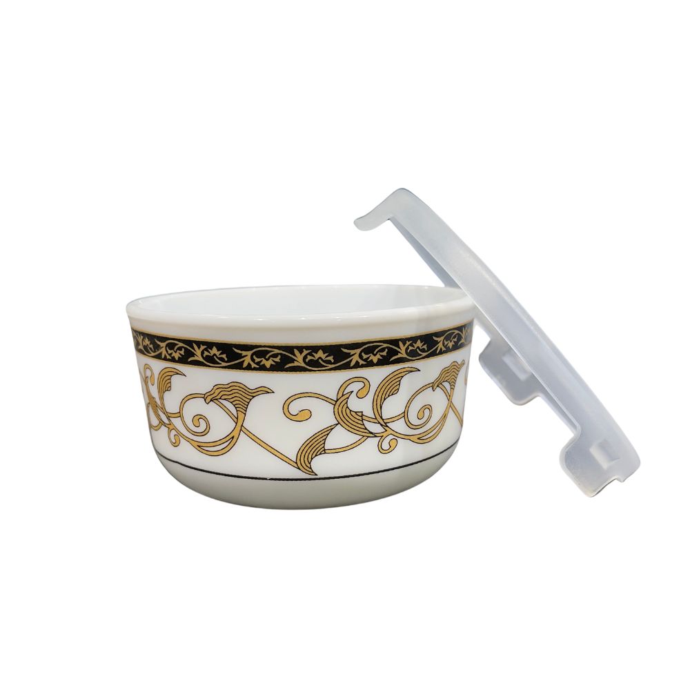Larah by Borosil Opalware Katori with Lid | 6 Bowls and 6 Lids