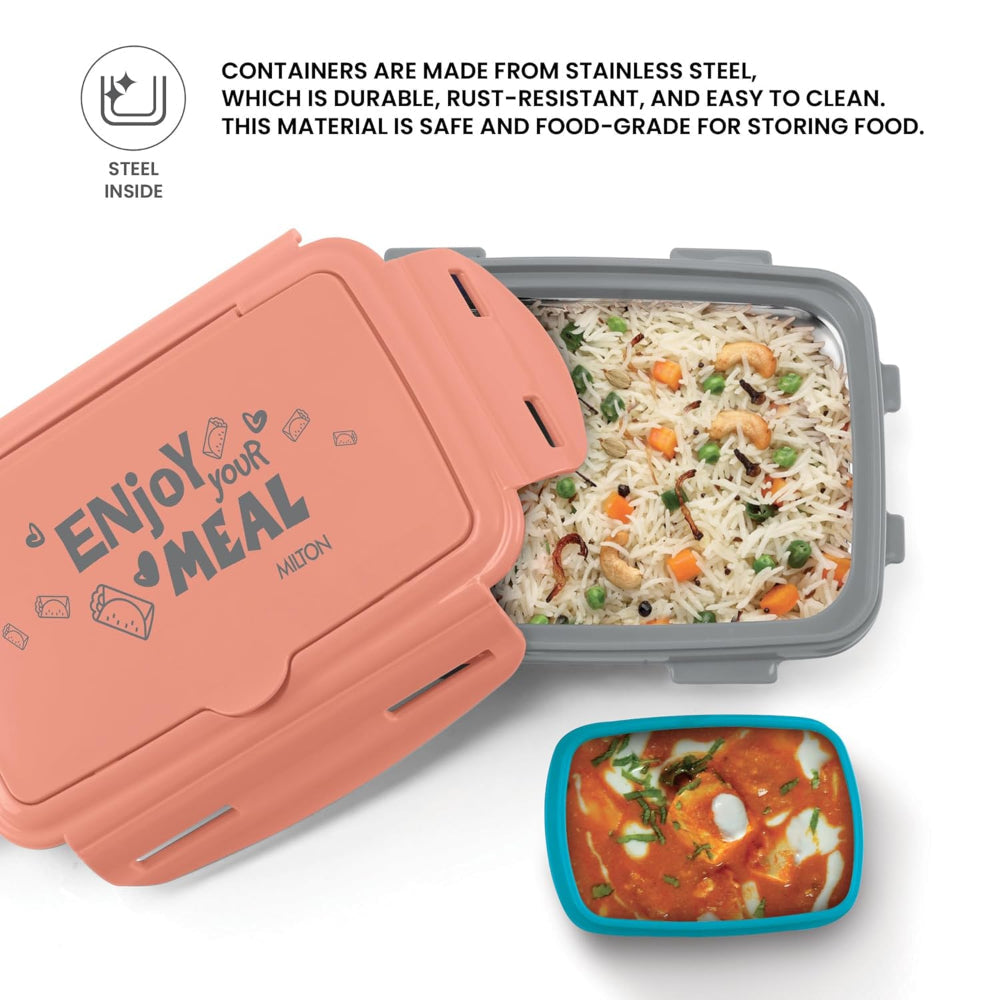 Milton Aroma PU Insulated Tiffin | Leak Proof with Side Lock | Tiffin Box for Kids