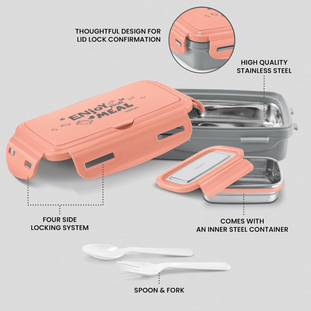 Milton Aroma PU Insulated Tiffin | Leak Proof with Side Lock | Tiffin Box for Kids