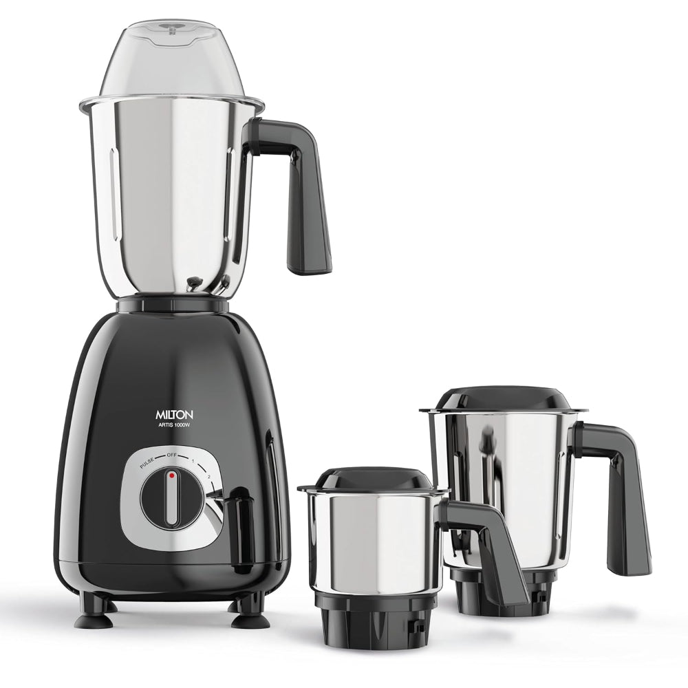 Milton Artis 1000 Watts Mixer Grinder with 3 Jars | Black