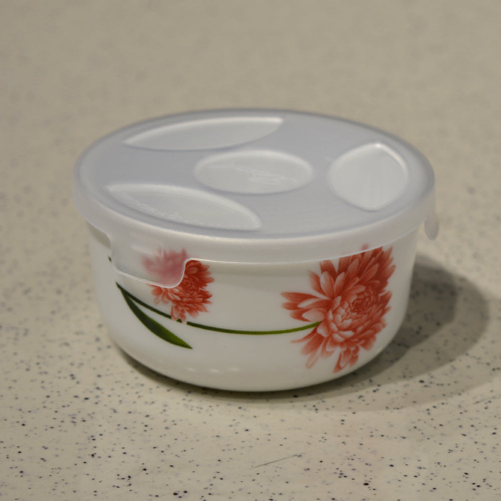 Larah by Borosil Opalware Katori with Lid | 6 Bowls and 6 Lids