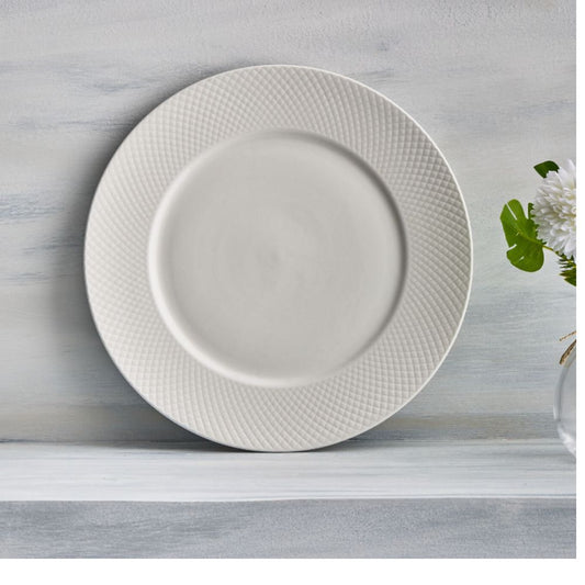 Clay Craft Diamond Plain 11 Inch Georgian Plate | White | Set of 2 Pcs