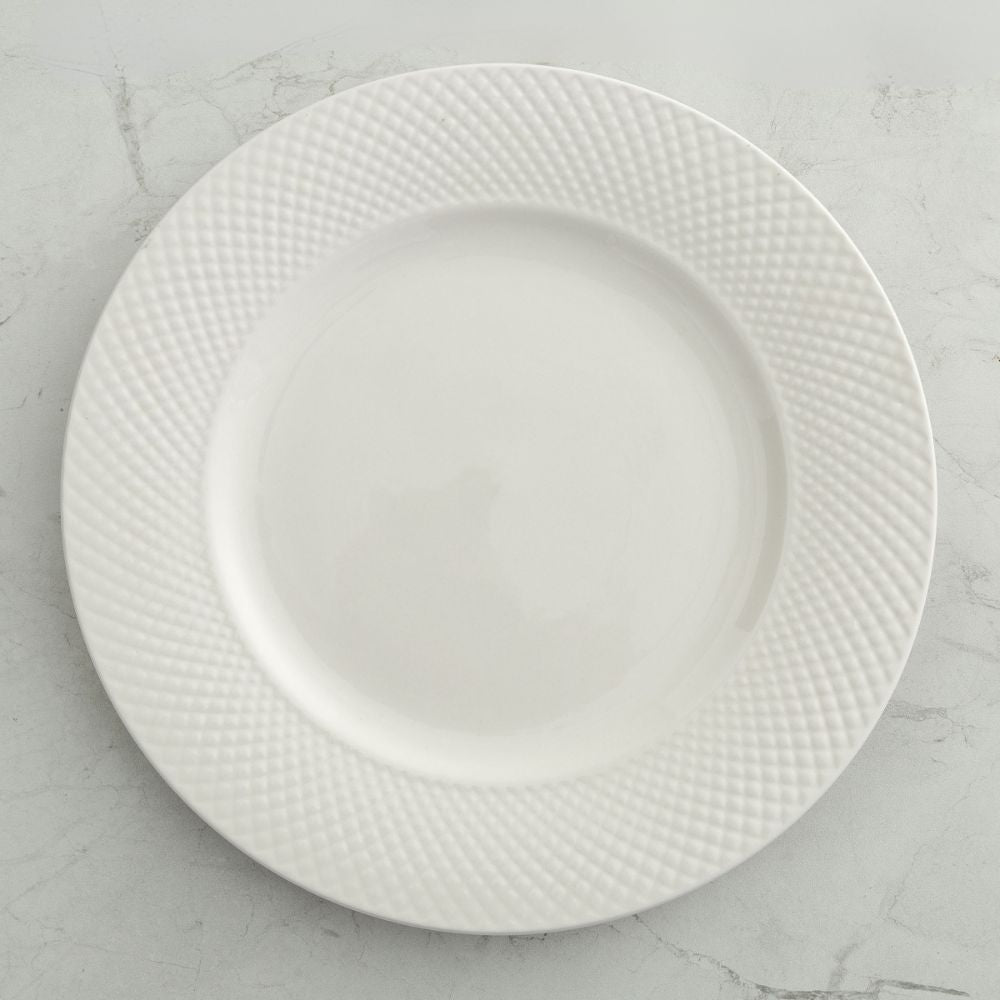 Clay Craft Diamond Plain 11 Inch Georgian Plate | White | Set of 2 Pcs