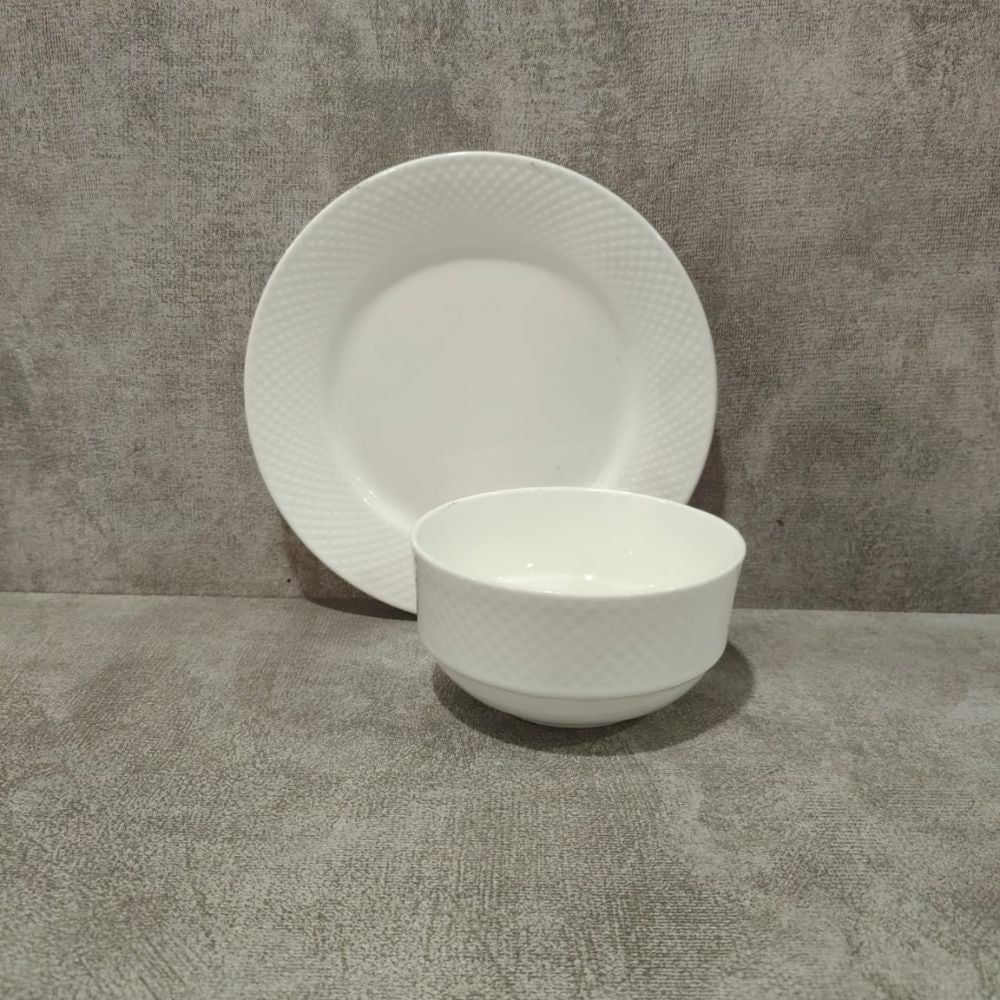 Clay Craft Soup Bowl with Saucer Set | White | Set of 12 Pcs