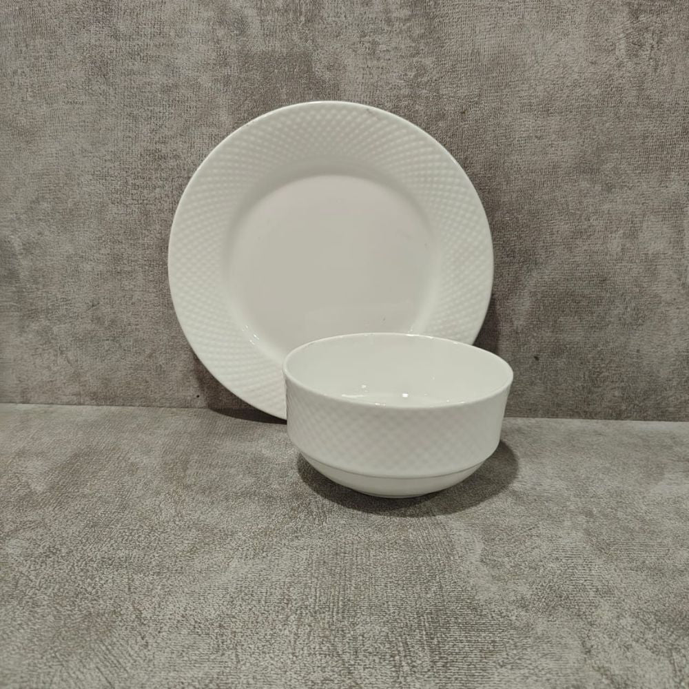 Clay Craft Soup Bowl with Saucer Set | White | Set of 12 Pcs