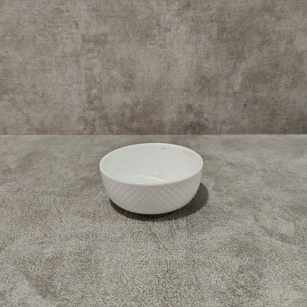 Clay Craft Diamond Plain Bowl Set | White | Set of 6 Pcs