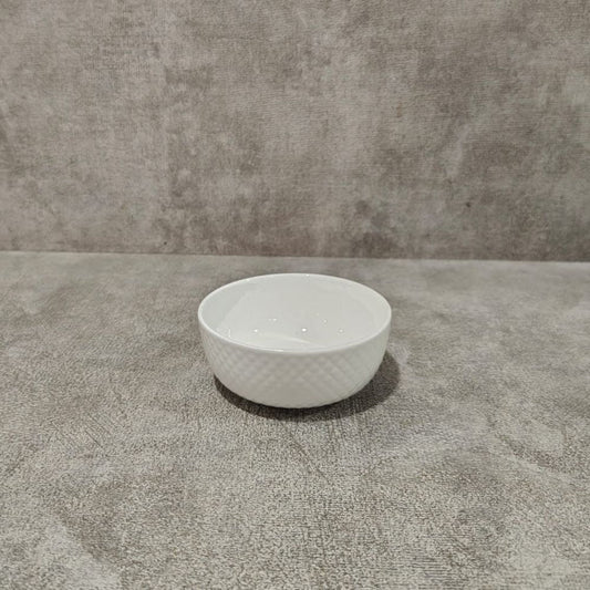 Clay Craft Diamond Plain Bowl Set | White | Set of 6 Pcs