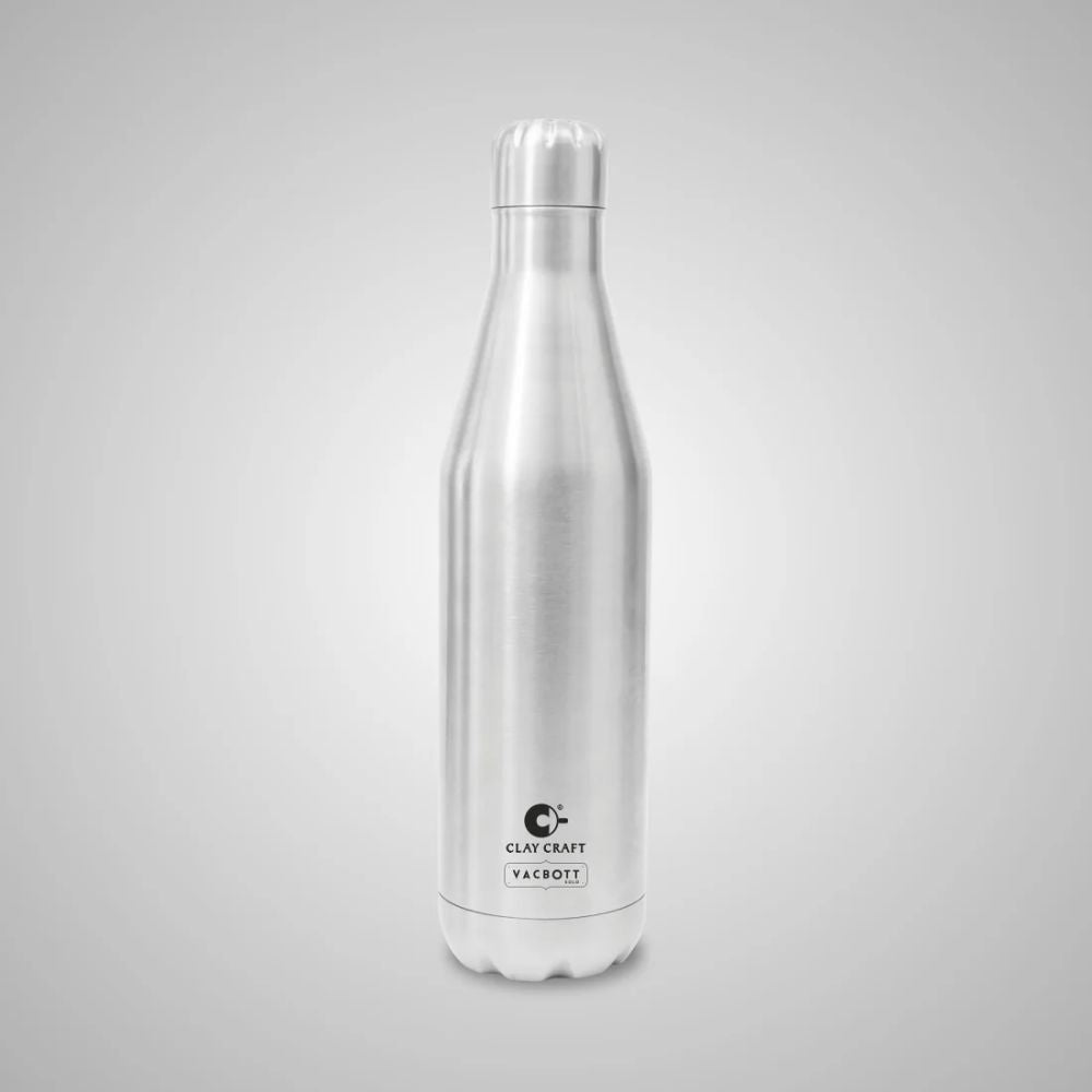 Clay Craft Vacbott Carbon 1000 ML Single Walled Water Bottle | Silver | 1 Pc