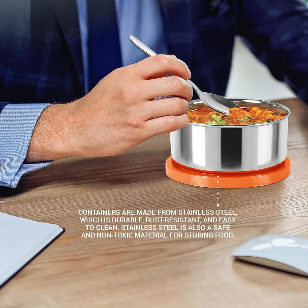 Milton Cubite Stainless Steel Tiffin with 3 Containers | Food Grade | Light Weight