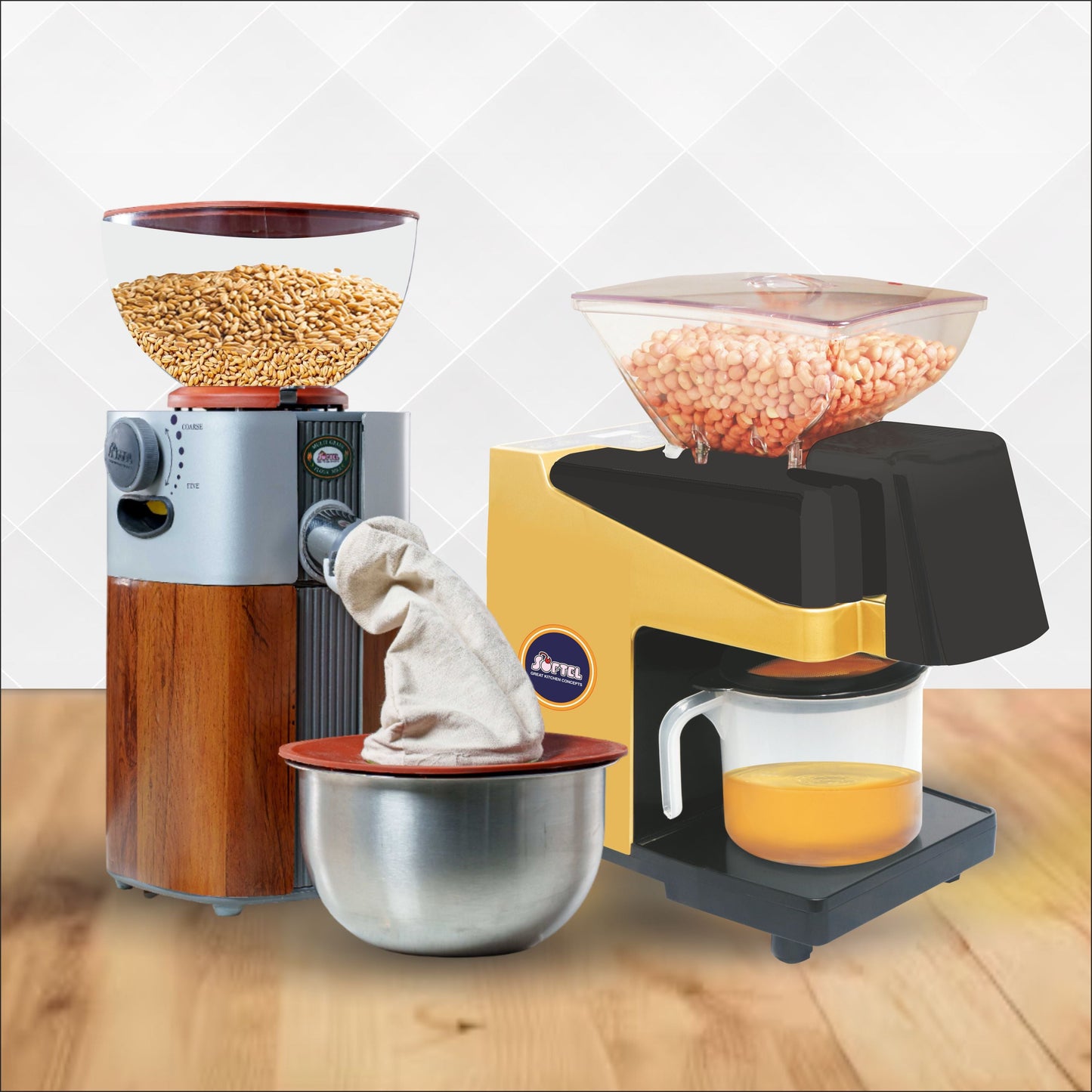 Softel Healthy Living Combo - Softel Millet Mill + Oil Maker with FREE Softel Viral Removable Handle Gift! | Set of 2 Pcs