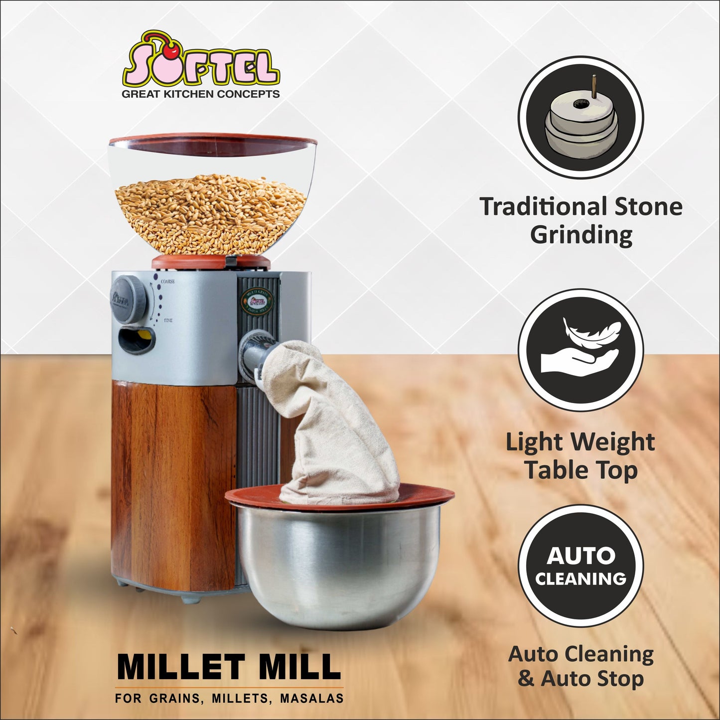 Softel Healthy Living Combo - Softel Millet Mill + Oil Maker with FREE Softel Viral Removable Handle Gift! | Set of 2 Pcs