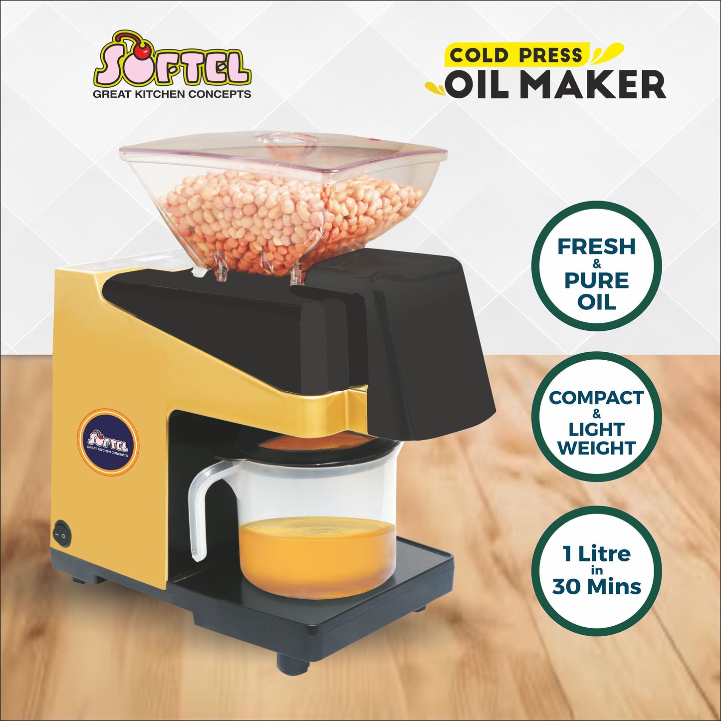 Softel Healthy Living Combo - Softel Millet Mill + Oil Maker with FREE Softel Viral Removable Handle Gift! | Set of 2 Pcs