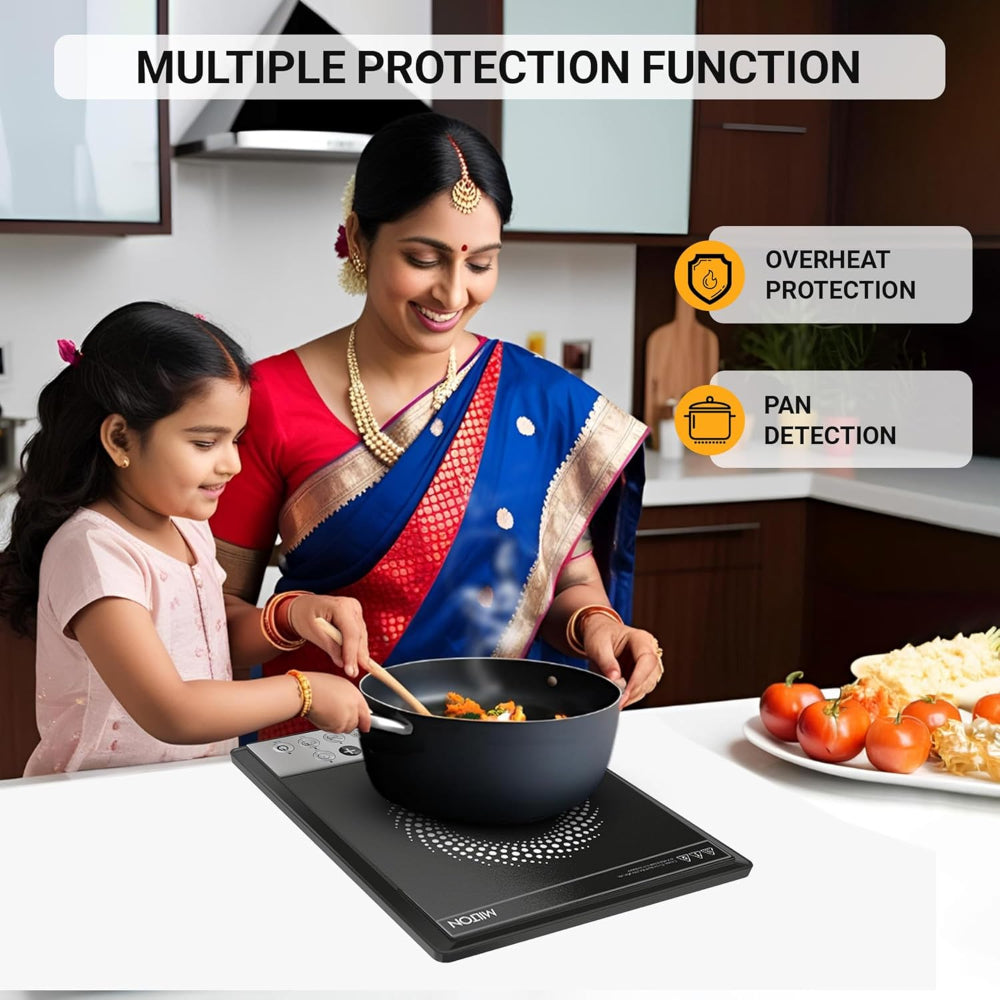 Milton Elio 16.0 1600 Watts Portable Induction Cooktop | 5KV Surge Protection | Black