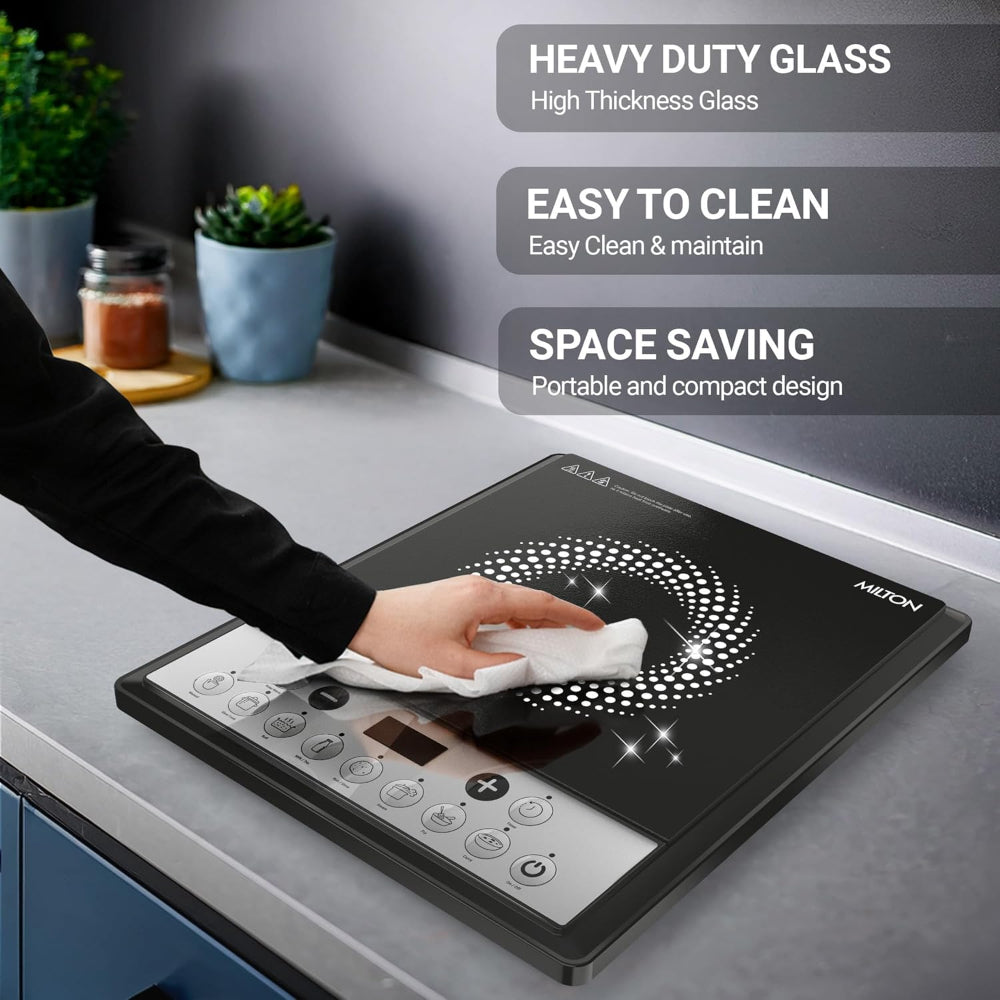 Milton Elio 16.0 1600 Watts Portable Induction Cooktop | 5KV Surge Protection | Black