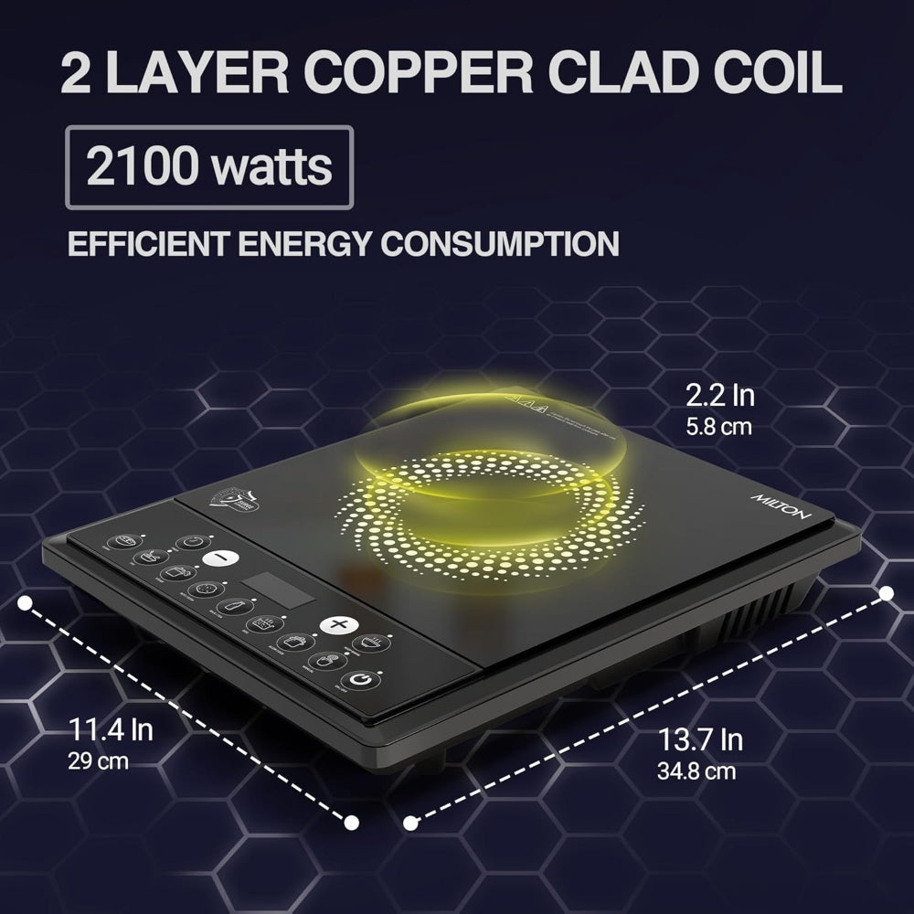 Milton Elio 21.0 2100 Watts Portable Induction Cooktop | 5KV Surge Protection | Black