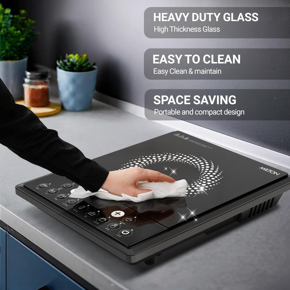 Milton Elio 21.0 2100 Watts Portable Induction Cooktop | 5KV Surge Protection | Black
