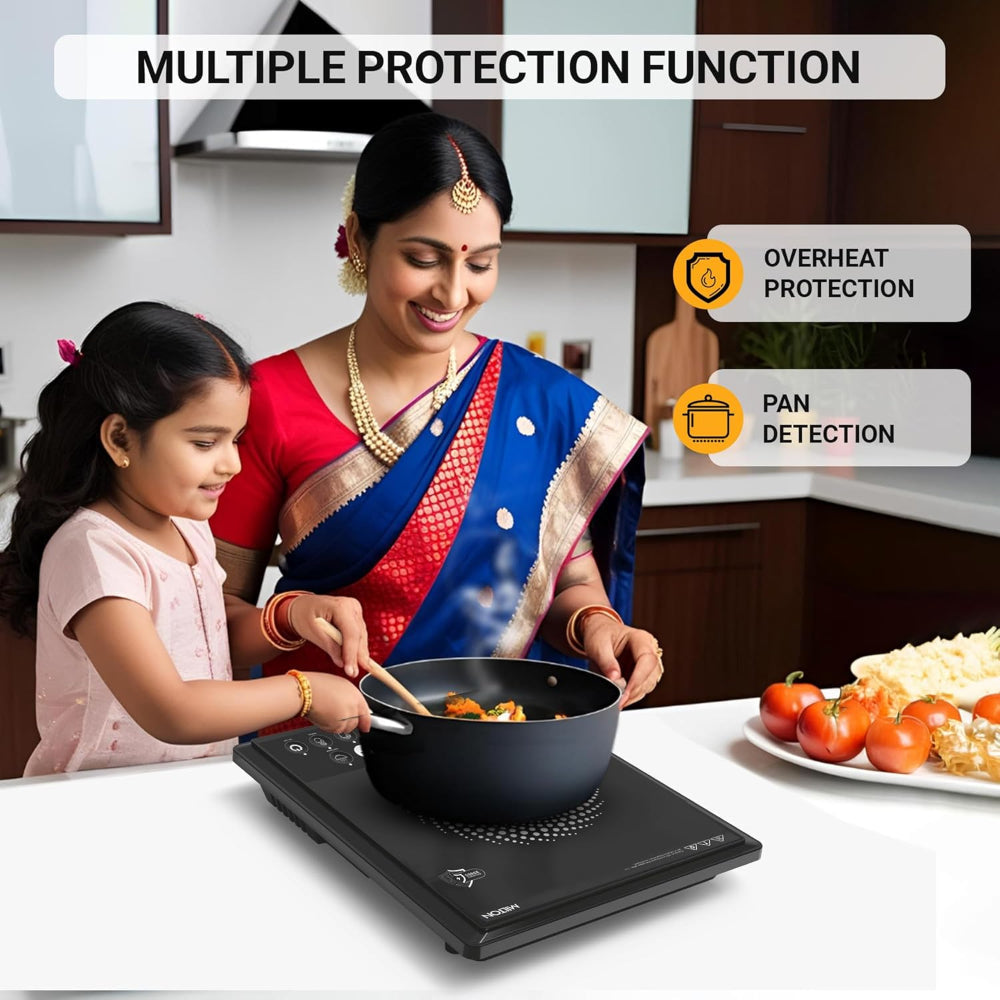 Milton Elio 21.0 2100 Watts Portable Induction Cooktop | 5KV Surge Protection | Black