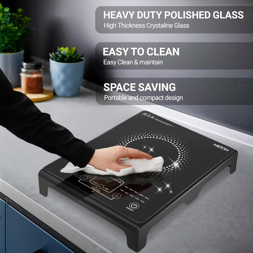 Milton Elio Elite 16.0 1600 Watts Portable Induction Cooktop | 5KV Surge Protection | Black