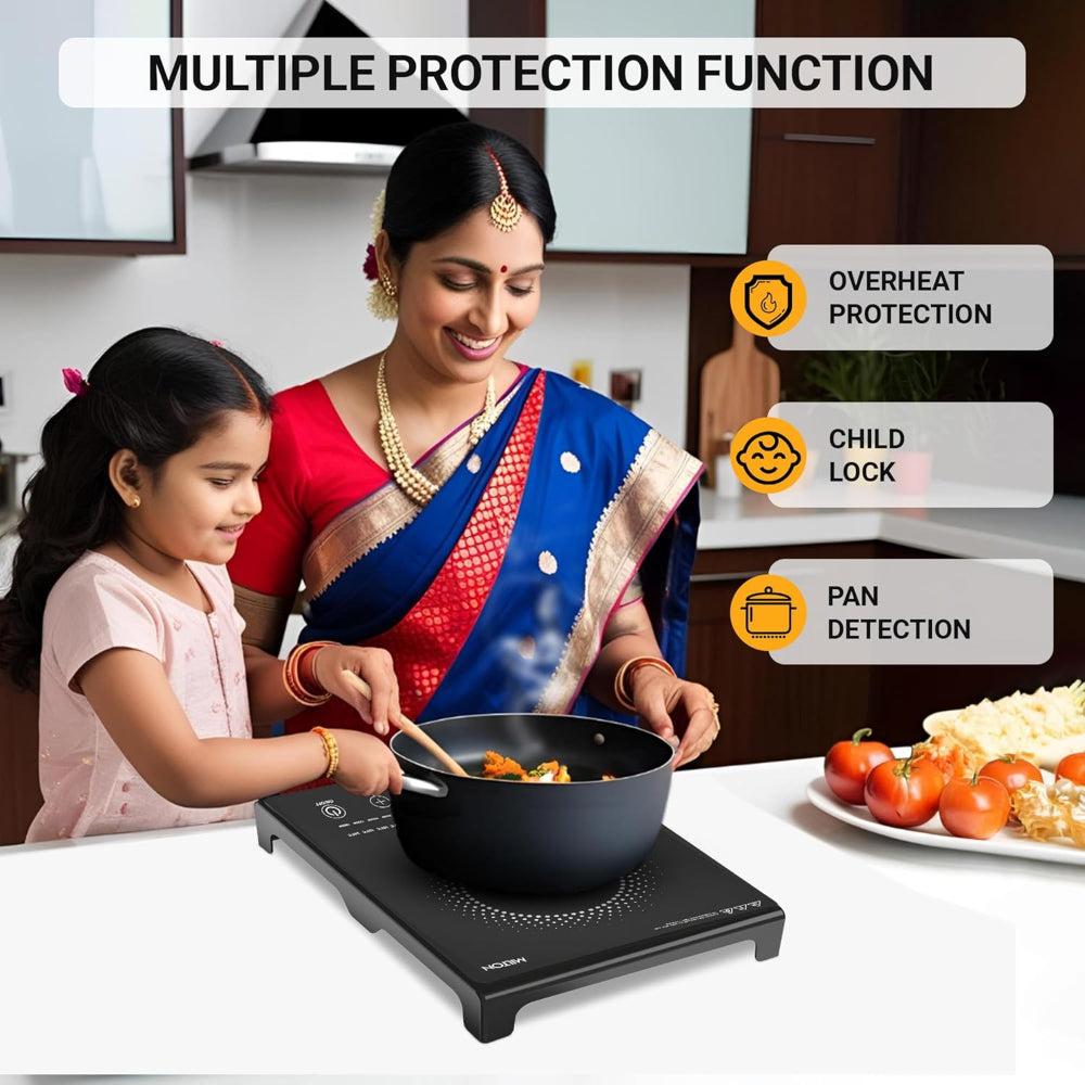 Milton Elio Elite 16.0 1600 Watts Portable Induction Cooktop | 5KV Surge Protection | Black