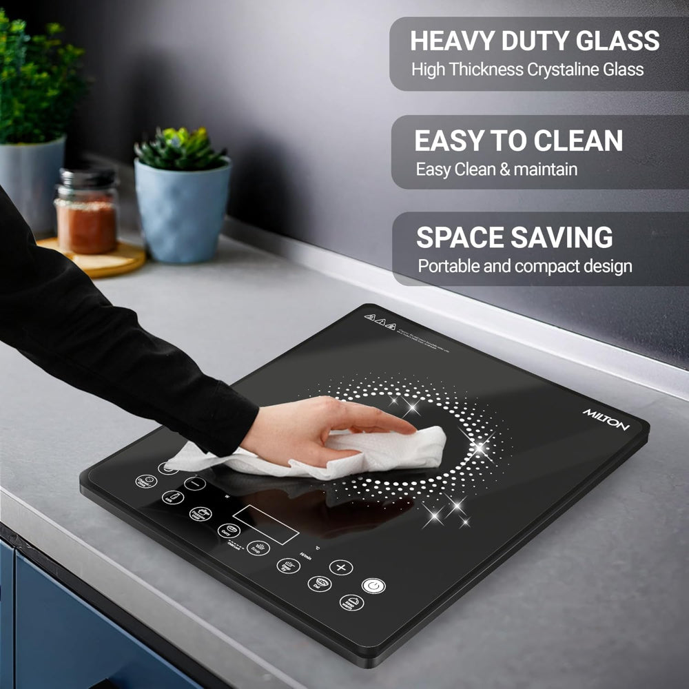 Milton Elio Elite 21.0 2100 Watts Slim Portable Induction Cooktop | 5KV Surge Protection | Black