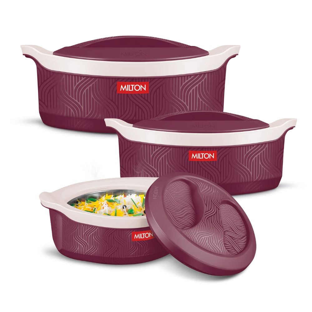Milton Evoke Inner Stainless Steel Insulated Casserole Set | Set of 3 Pcs