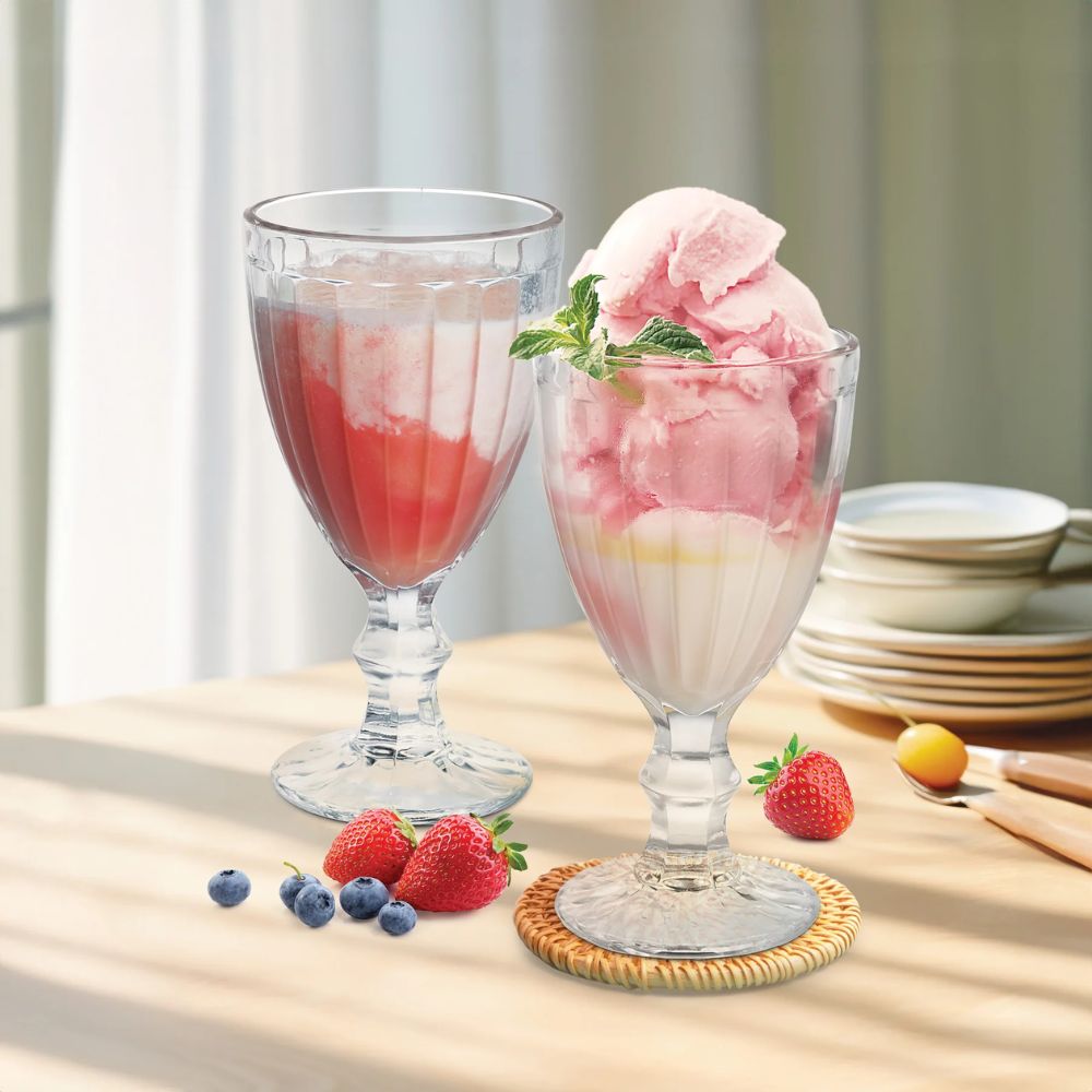 Treo Glace 300 ML Goblet Glass Set | Transparent | Set of 6 Pcs