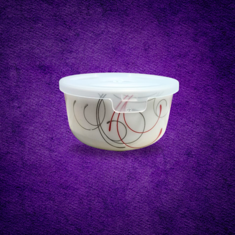 Larah by Borosil Opalware Katori with Lid | 6 Bowls and 6 Lids