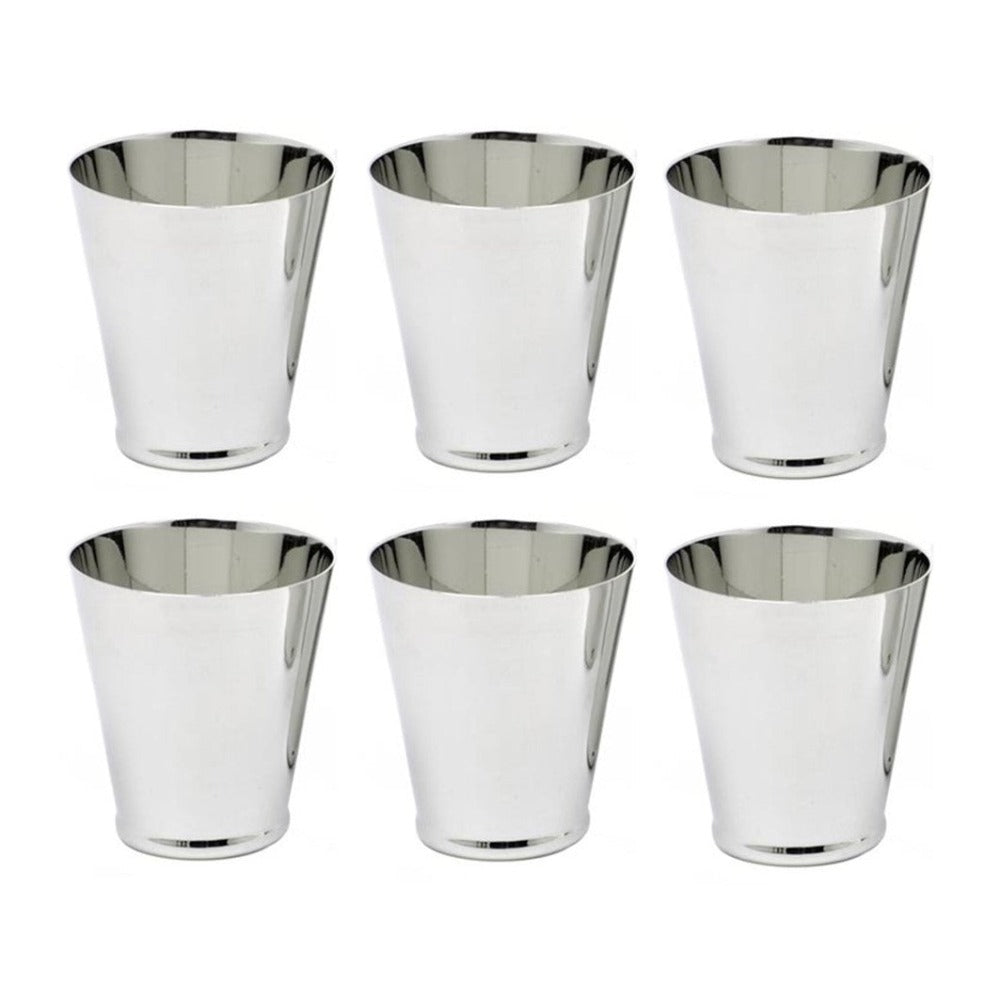 Mirror Kanchan Bogi Stainless Steel Glass Set - MIR0008 | Outer Mirror Finish | Set of 6 Pcs