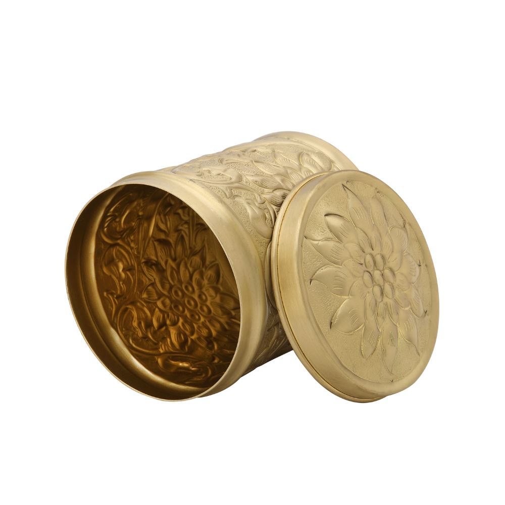 LaCoppera Pure Brass Nikashi Dabba | Spice & Snack Container | 1 Pc