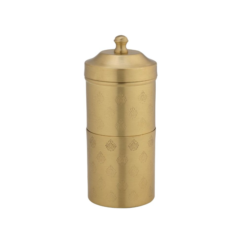LaCoppera Antique Gold Brass Coffee Filter Set | Coffee Dabra Cup and Bowl Set | Set of 5 Pcs