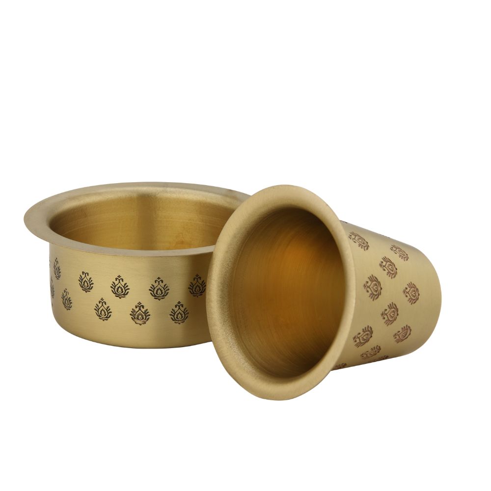LaCoppera Antique Gold Brass Coffee Filter Set | Coffee Dabra Cup and Bowl Set | Set of 5 Pcs