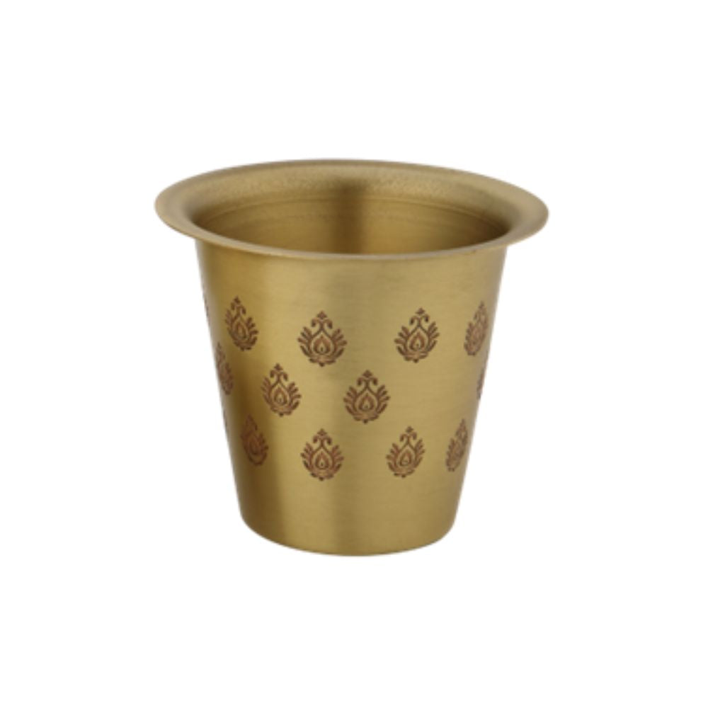 LaCoppera Antique Gold Brass Coffee Filter Set | Coffee Dabra Cup and Bowl Set | Set of 5 Pcs