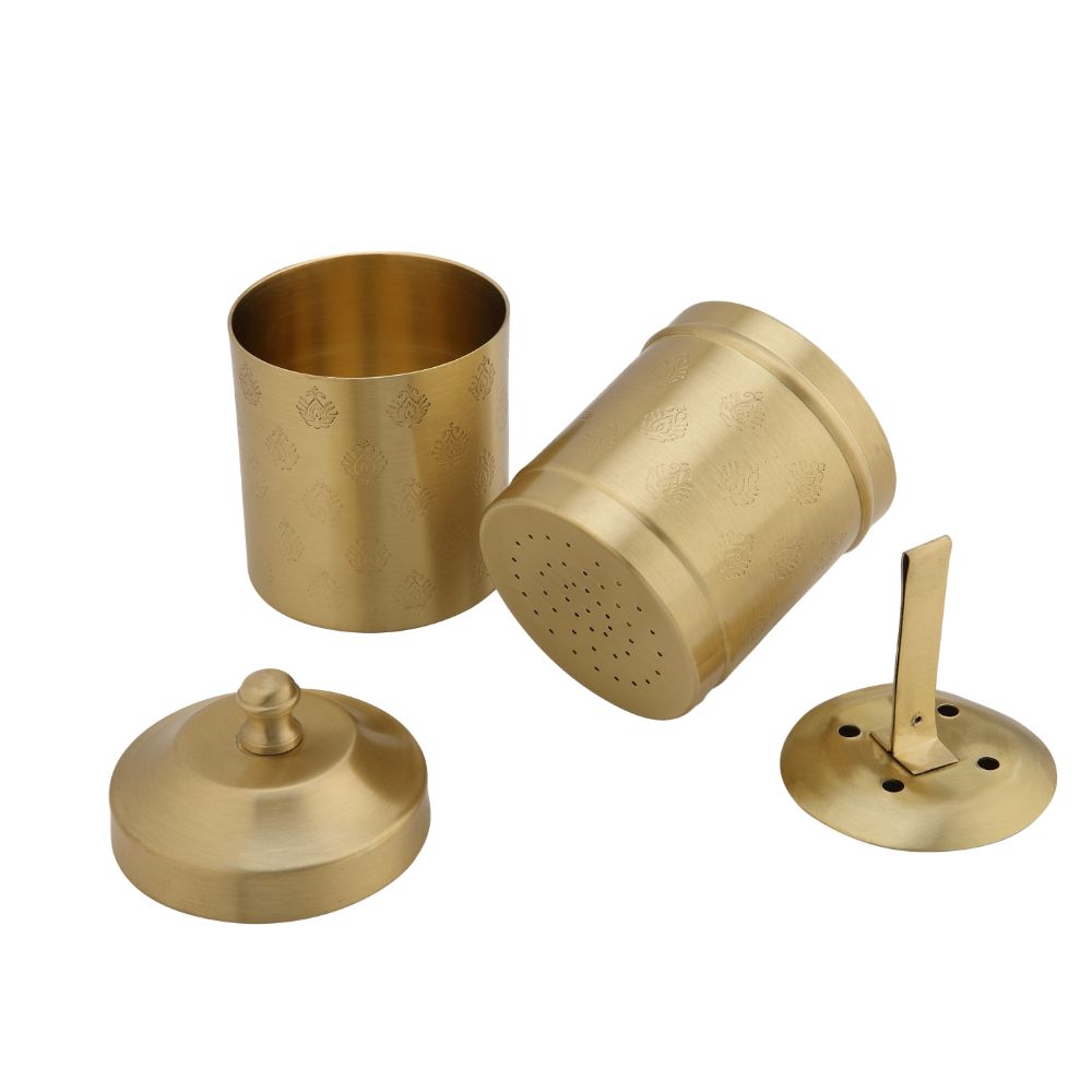 LaCoppera Antique Gold Brass Coffee Filter Set | Coffee Dabra Cup and Bowl Set | Set of 5 Pcs