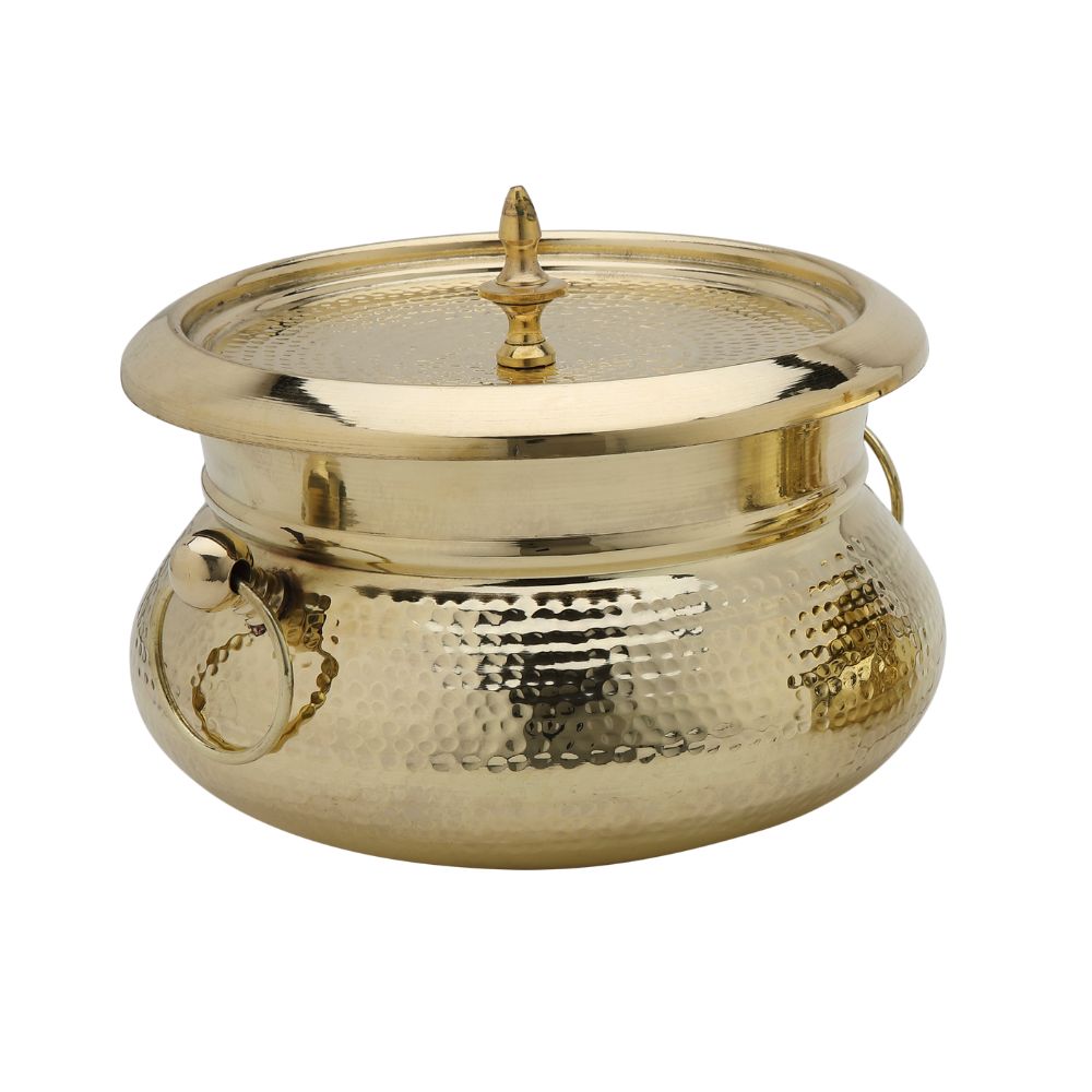 LaCoppera Brass Mughlai 2000 ML Handi with Lid | Traditional Cooking & Serving Pot