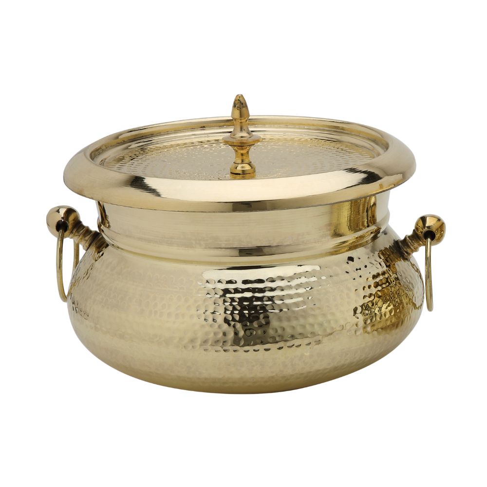 LaCoppera Brass Mughlai 2000 ML Handi with Lid | Traditional Cooking & Serving Pot