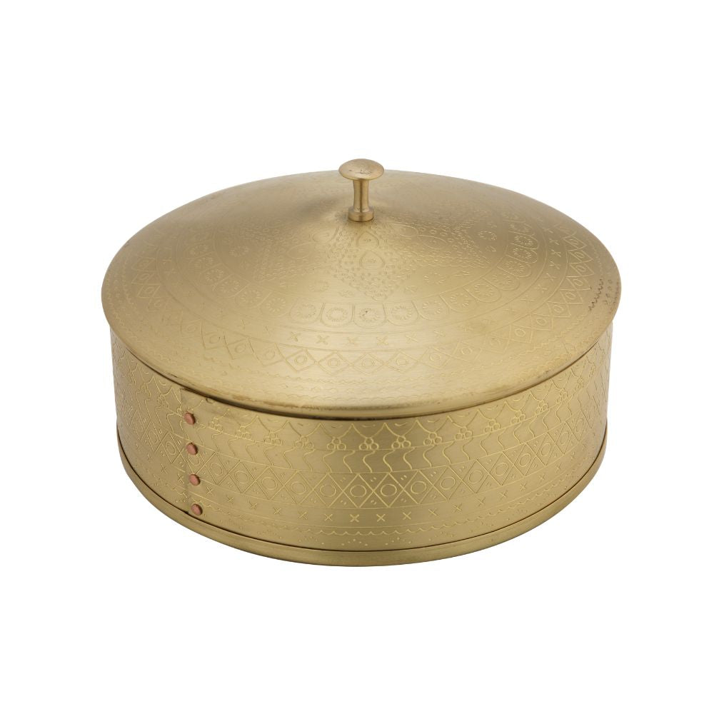LaCoppera Premium Brass Dome Shape Masala Box | 7 Containers | Golden | 9 inch