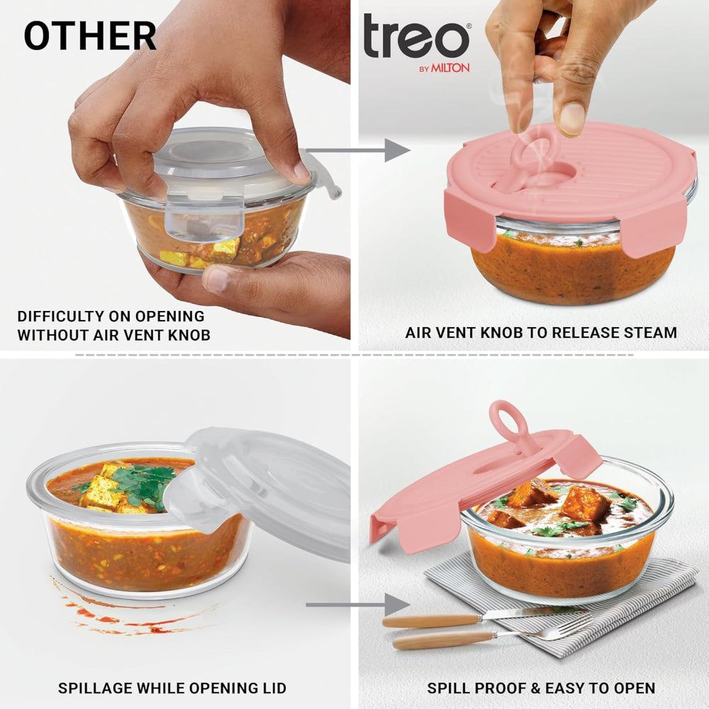 Treo Borosilicate Glass Lumino Fresh 400 ML Round Container | 1 Pc