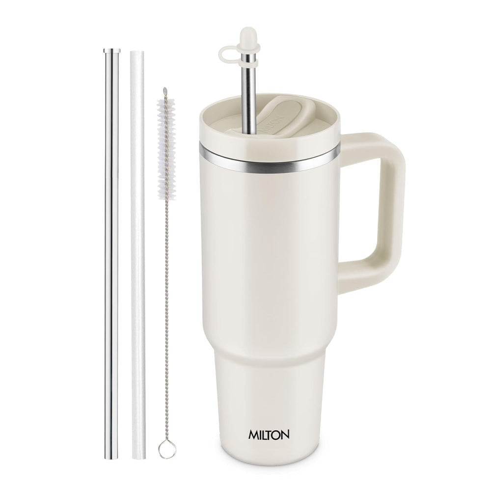 Milton Thermosteel Malmo 1100 ML Tumbler with Handle | Travel Mug with Straw | 1 Pc