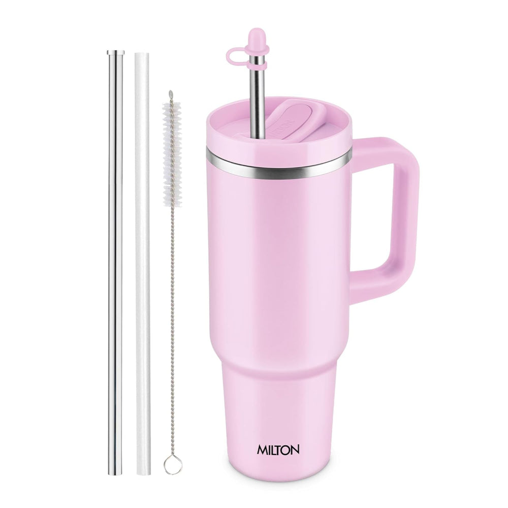 Milton Thermosteel Malmo 1100 ML Tumbler with Handle | Travel Mug with Straw | 1 Pc