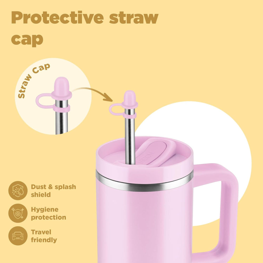 Milton Thermosteel Malmo 1100 ML Tumbler with Handle | Travel Mug with Straw | 1 Pc